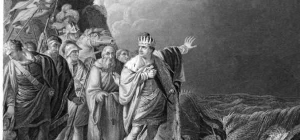 'Canute Reproving His Courtiers' - 1848 engraving