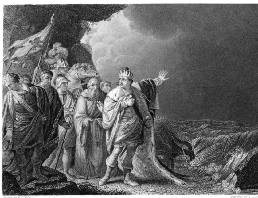 'Canute Reproving His Courtiers' - 1848 engraving